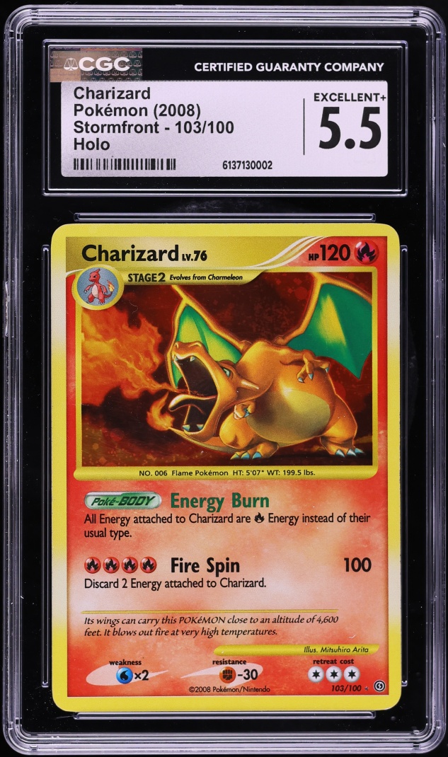 2008 Pokemon Diamond & Pearl Stormfront Holo Charizard #103 CGC 5.5 EX+
