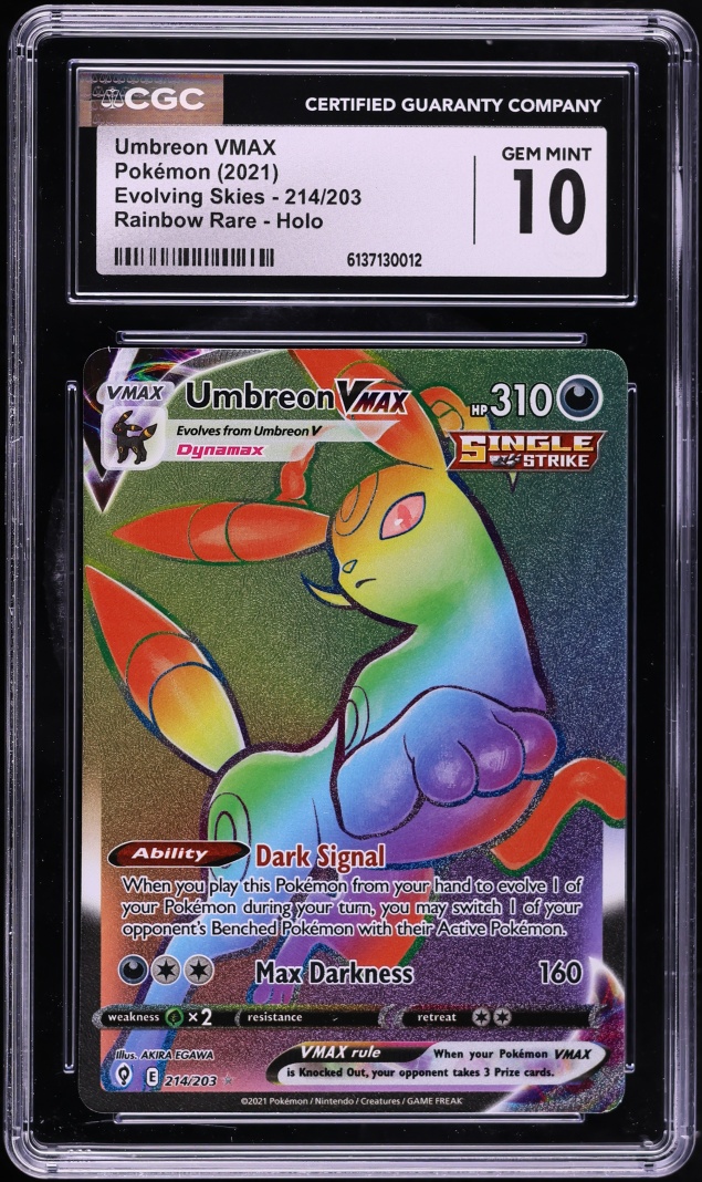 2021 Pokemon Sword & Shield Evolving Skies Rainbow Rare Umbreon VMAX #214 CGC 10 GEM MINT