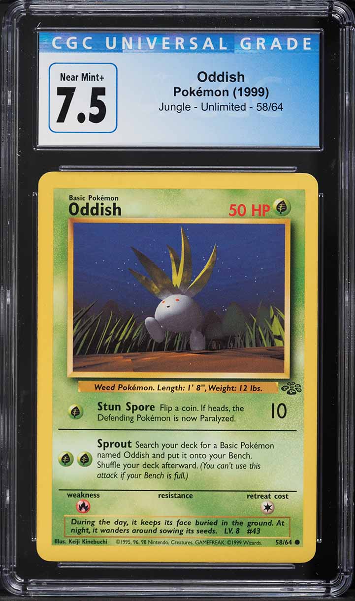 1999 Pokemon Jungle Oddish #58 CGC 7.5 NRMT+