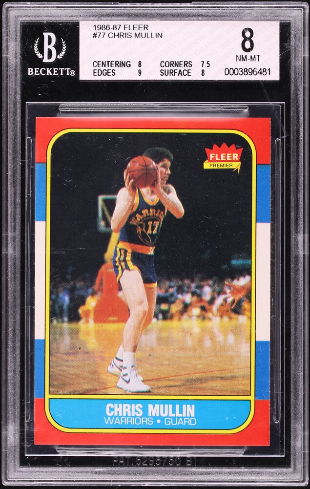 1986 Fleer Basketball Chris Mullin ROOKIE #77 BGS 8 NM-MT