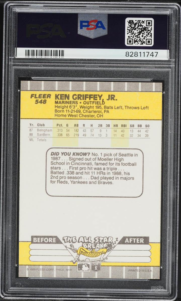 1989 Fleer Ken Griffey Jr. ROOKIE #548 PSA 9 MINT