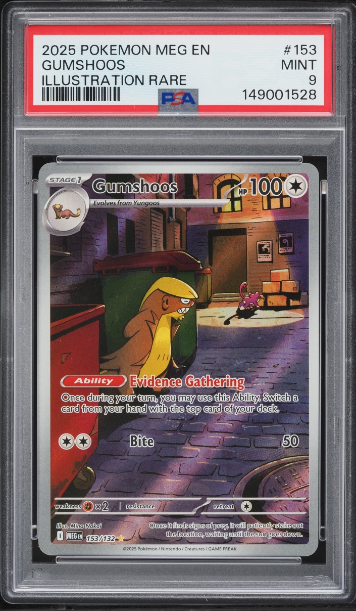 2025 Pokemon Mega Evolution IR Gumshoos #153 PSA 9 MINT