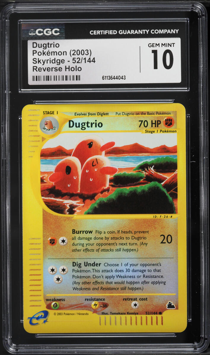 2003 Pokemon Skyridge Reverse Holo Dugtrio #52 CGC 10 GEM MINT