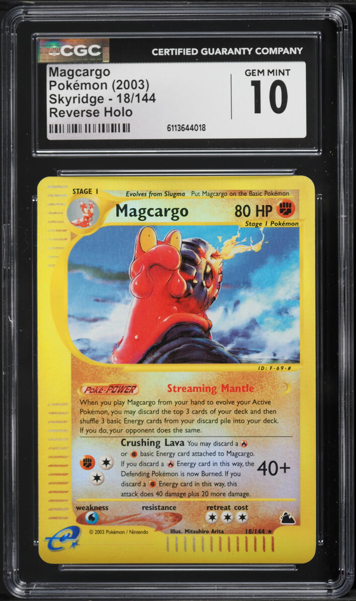 2003 Pokemon Skyridge Reverse Holo Magcargo #18 CGC 10 GEM MINT