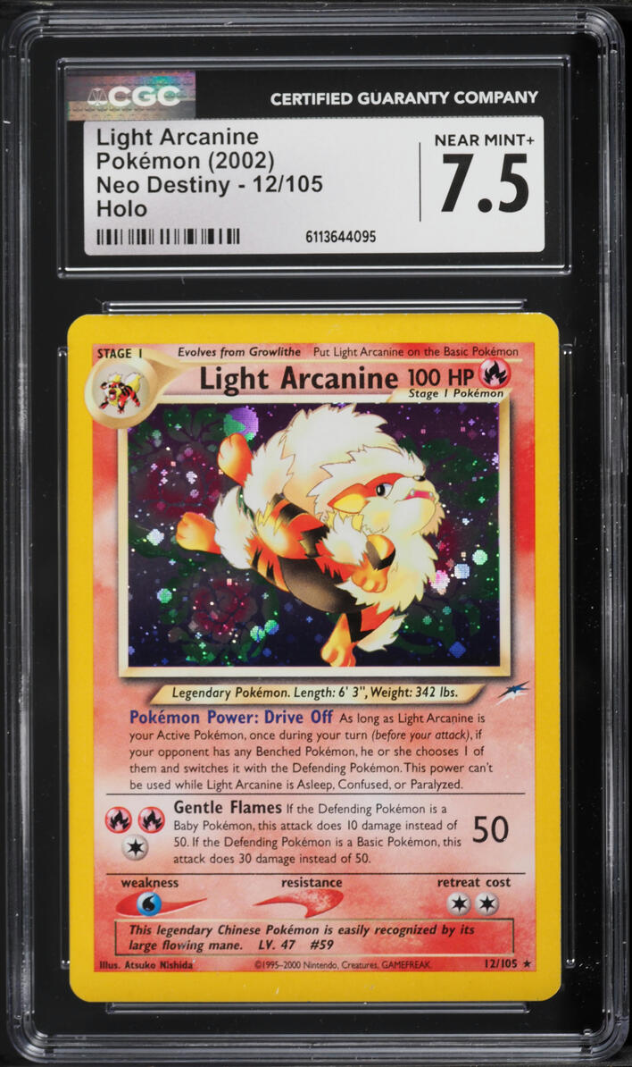 2002 Pokemon Neo Destiny Holo Light Arcanine #12 CGC 7.5 NRMT+