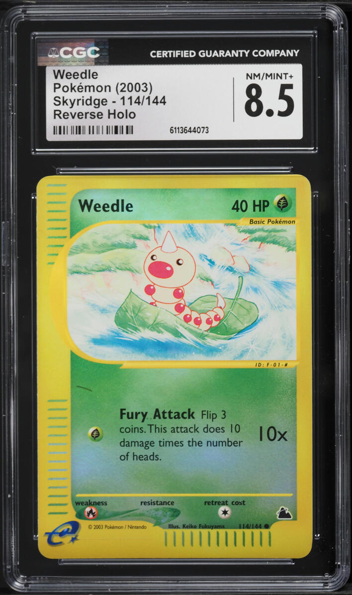 2003 Pokemon Skyridge Reverse Holo Weedle #114 CGC 8.5 NM-MT+