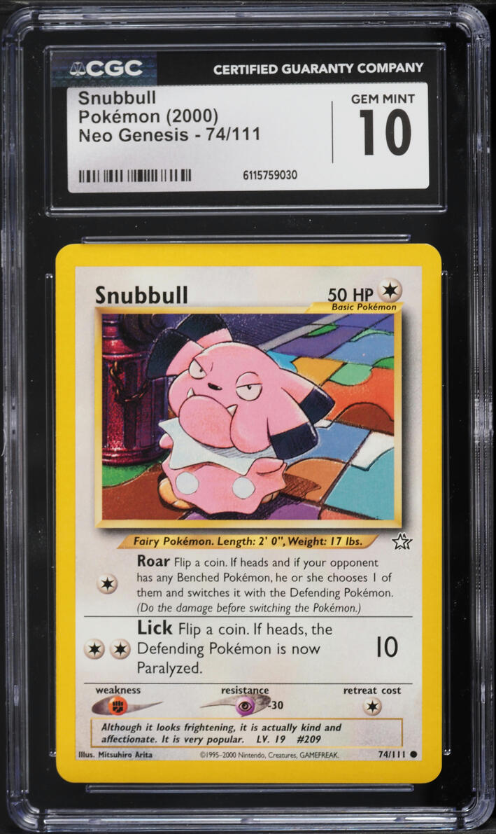 2000 Pokemon Neo Genesis Snubbull #74 CGC 10 GEM MINT