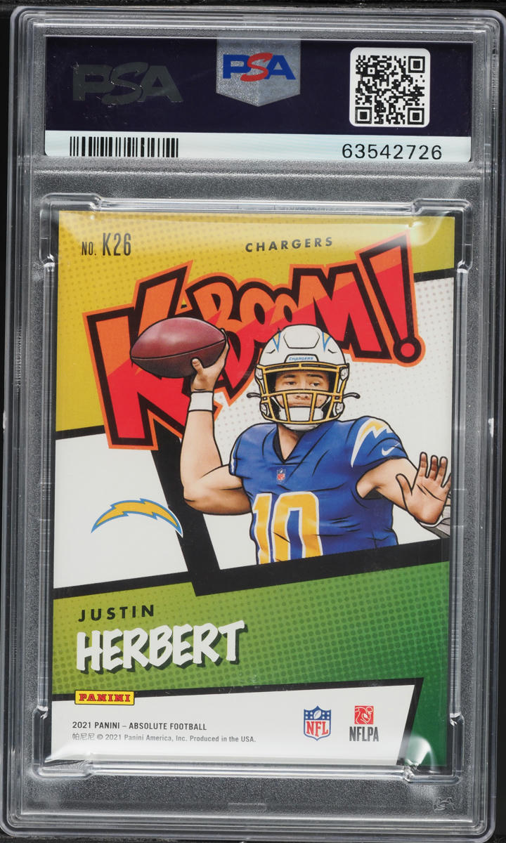 2021 Absolute Kaboom! Gold Justin Herbert /10 #K26 PSA 10 GEM MINT