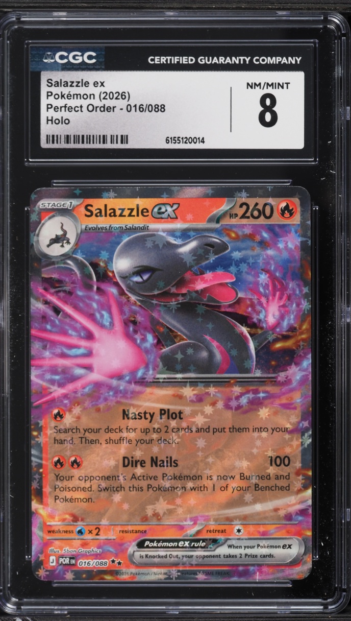 2026 Pokemon Mega Evolution Perfect Order Holo Salazzle ex #016 CGC 8 NM-MT