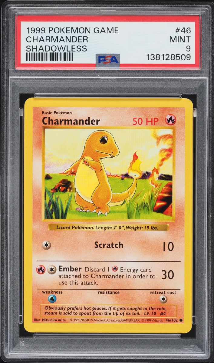 1999 Pokemon Base Set Shadowless Charmander #46 PSA 9 MINT
