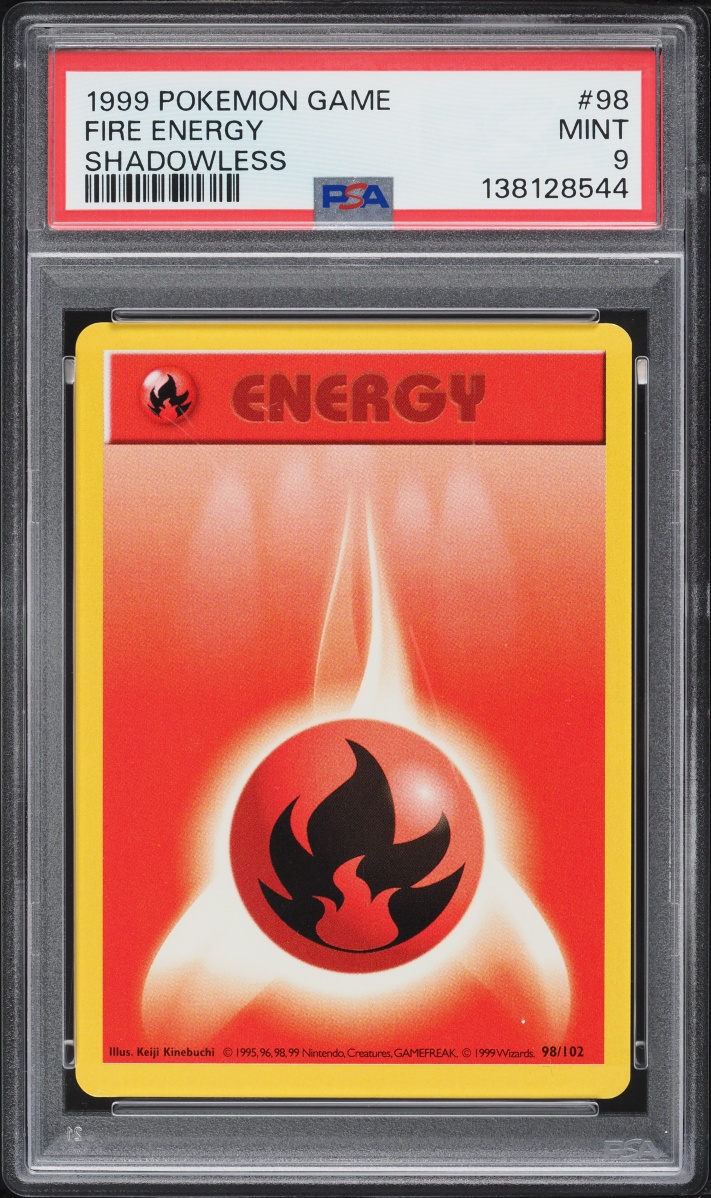 1999 Pokemon Base Set Shadowless Fire Energy #98 PSA 9 MINT