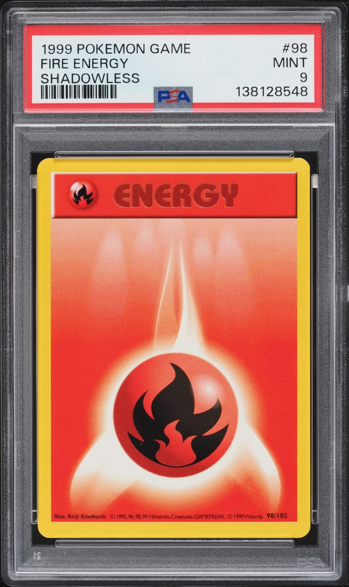 1999 Pokemon Base Set Shadowless Fire Energy #98 PSA 9 MINT
