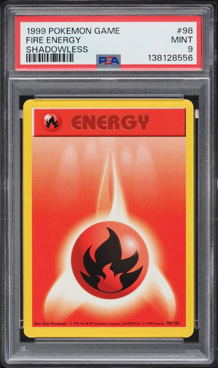 1999 Pokemon Base Set Shadowless Fire Energy #98 PSA 9 MINT