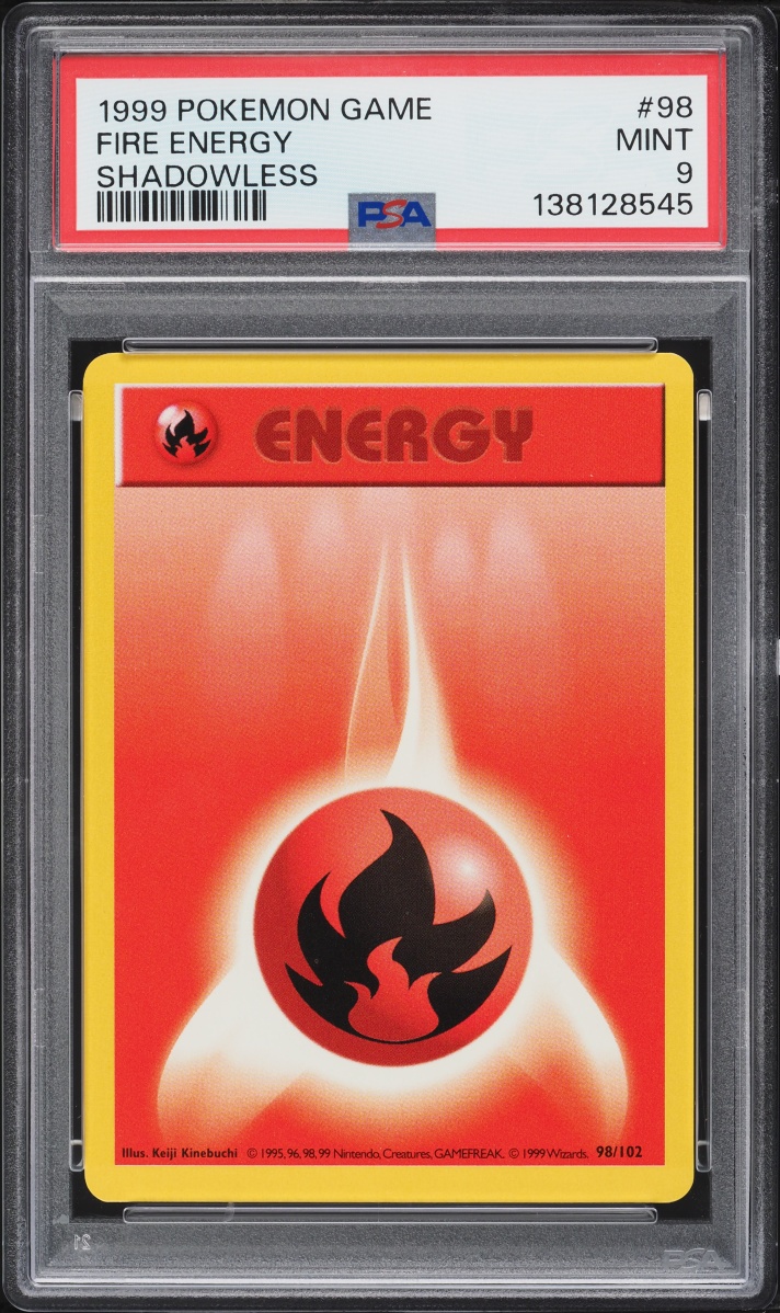 1999 Pokemon Base Set Shadowless Fire Energy #98 PSA 9 MINT