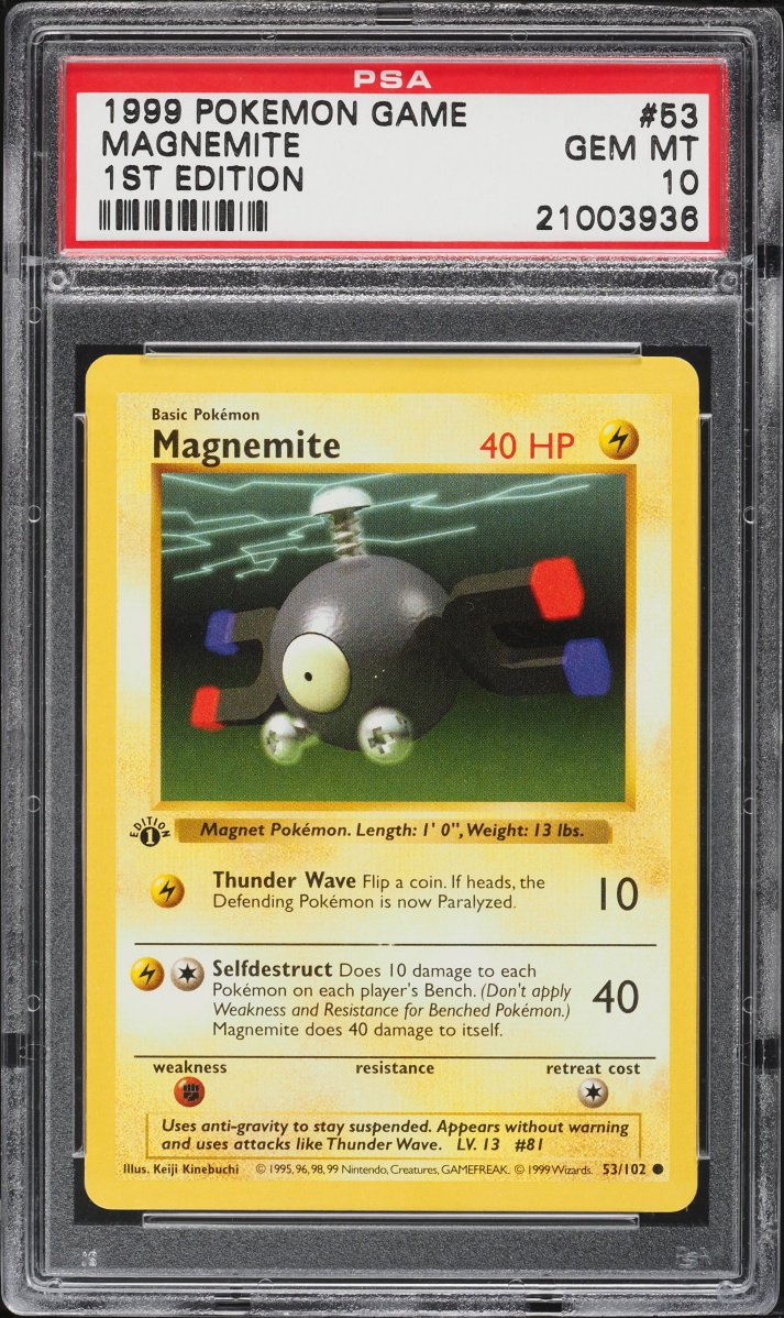 1999 Pokemon Base Set Shadowless 1st Edition Magnemite #53 PSA 10 GEM MINT