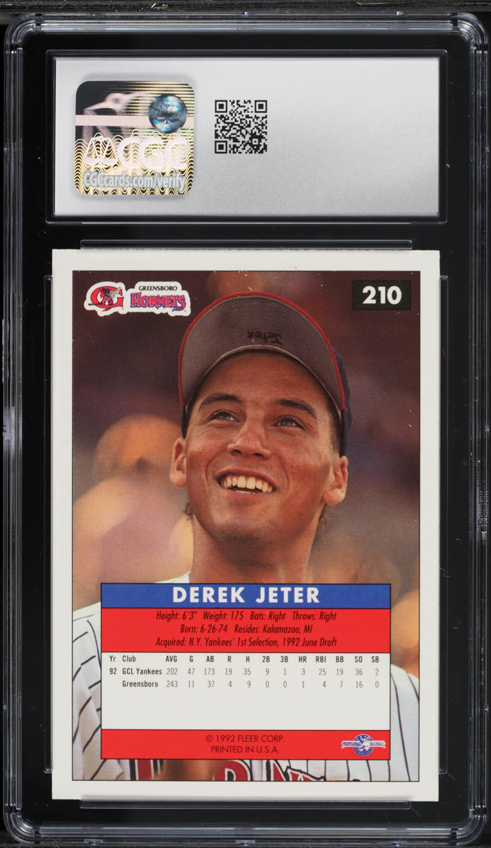 1992 Fleer Excel Derek Jeter ROOKIE #210 CGC 9 MINT