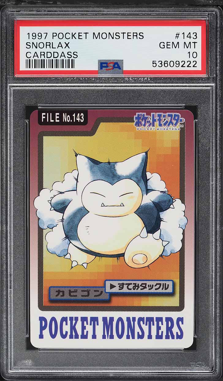1997 Pokemon Japanese Pocket Monsters Carddass Snorlax #143 PSA 10 GEM MINT