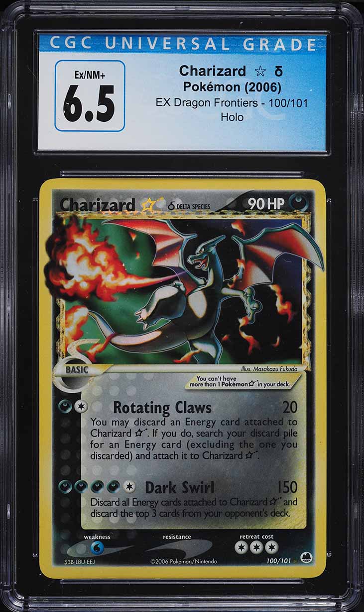 2006 Pokemon EX Dragon Frontiers Holo Charizard Gold Star #100 CGC 6.5 EXMT+
