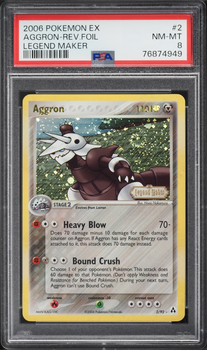 2006 Pokemon EX Legend Maker Reverse Holo Aggron #2 PSA 8 NM-MT