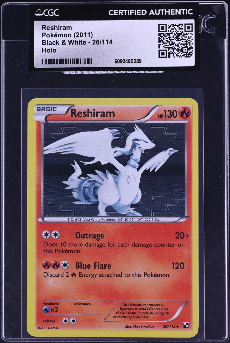 2011 Pokemon Black & White Holo Reshiram #26 CGC AUTH