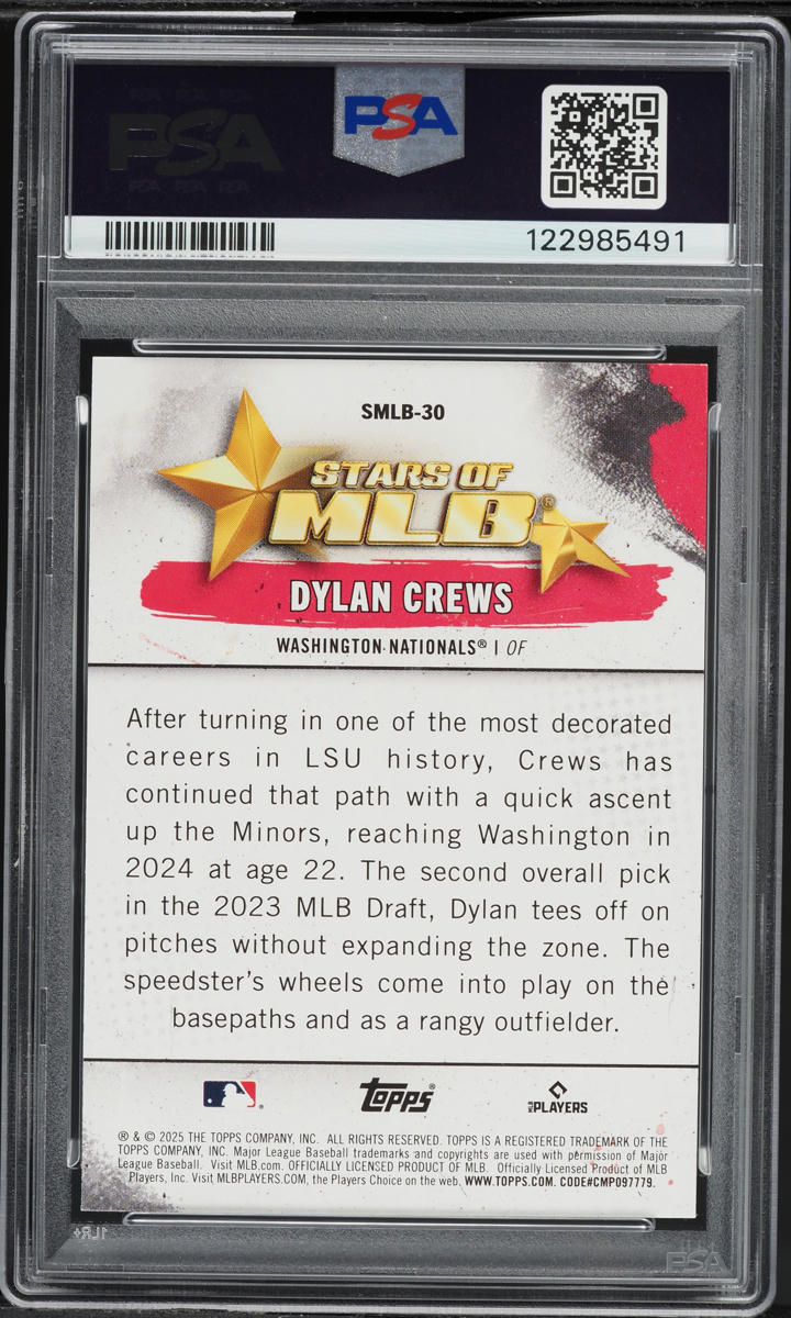 2025 Topps Stars Of MLB Dylan Crews ROOKIE #SMLB-30 PSA 10 GEM MINT