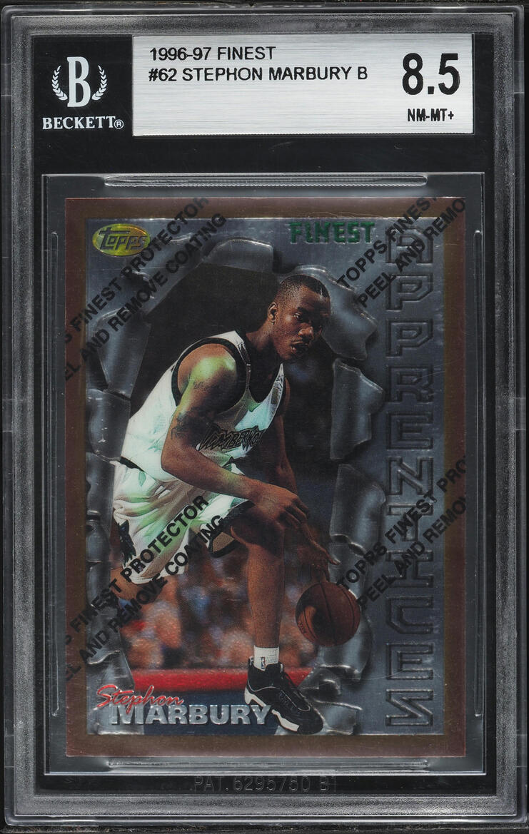 1996 Finest Basketball w/ Coating Stephon Marbury ROOKIE #62 BGS 8.5 NM-MT+