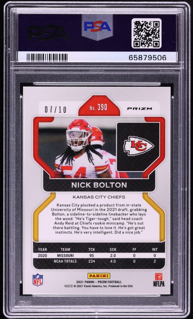 2021 Panini Prizm Gold Nick Bolton ROOKIE /10 #390 PSA 9 MINT - Photo 2
