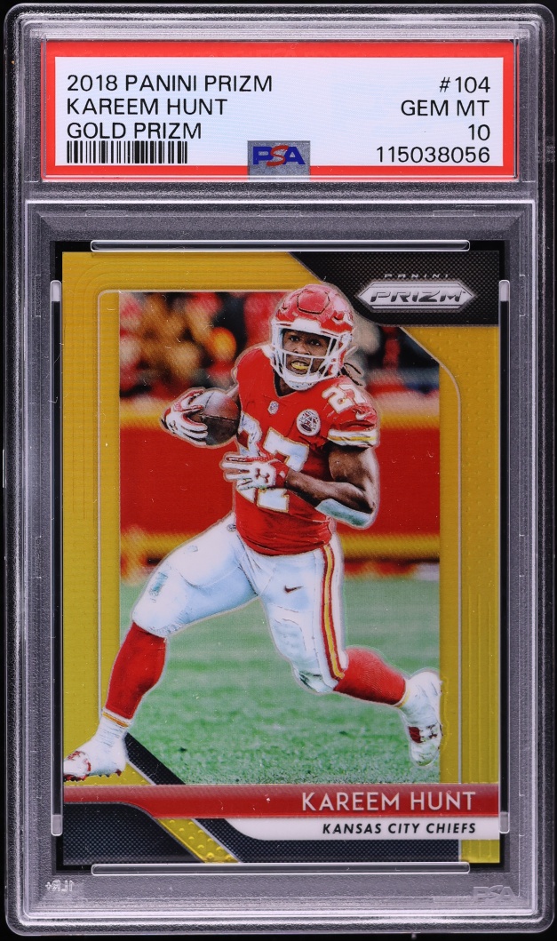 2018 Panini Prizm Gold Kareem Hunt /10 #104 PSA 10 GEM MINT - Photo 1