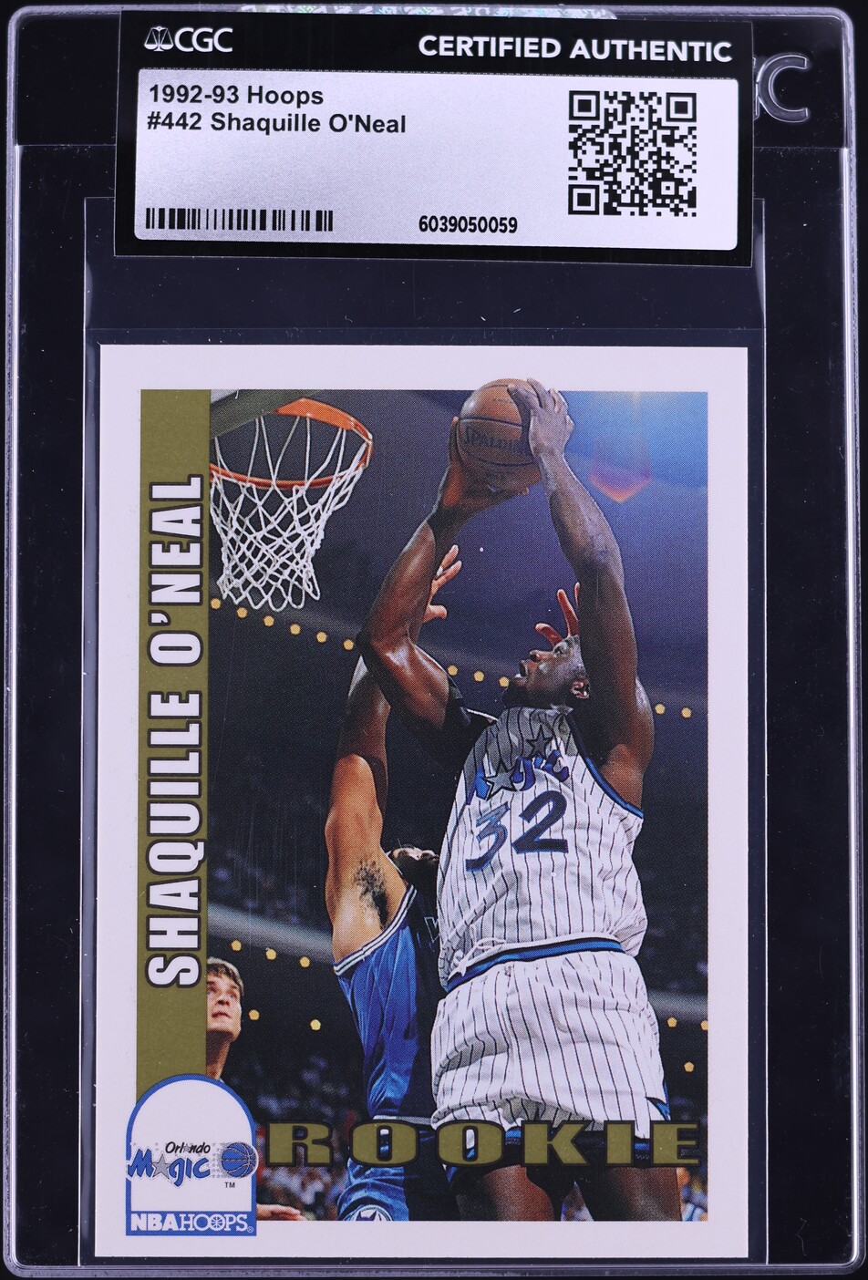1992 Hoops Shaquille O'Neal ROOKIE #442 CGC AUTH