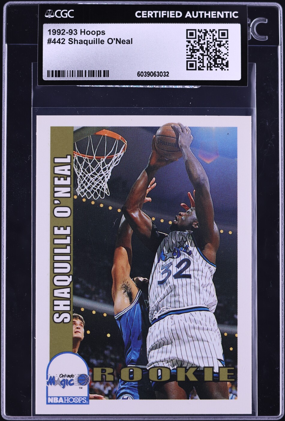 1992 Hoops Shaquille O'Neal ROOKIE #442 CGC AUTH