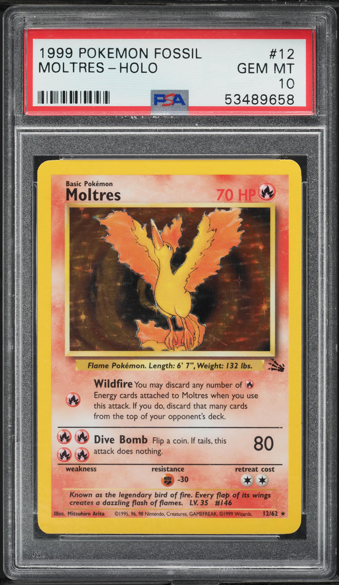 1999 Pokemon Fossil Holo Moltres #12 PSA 10 GEM MINT