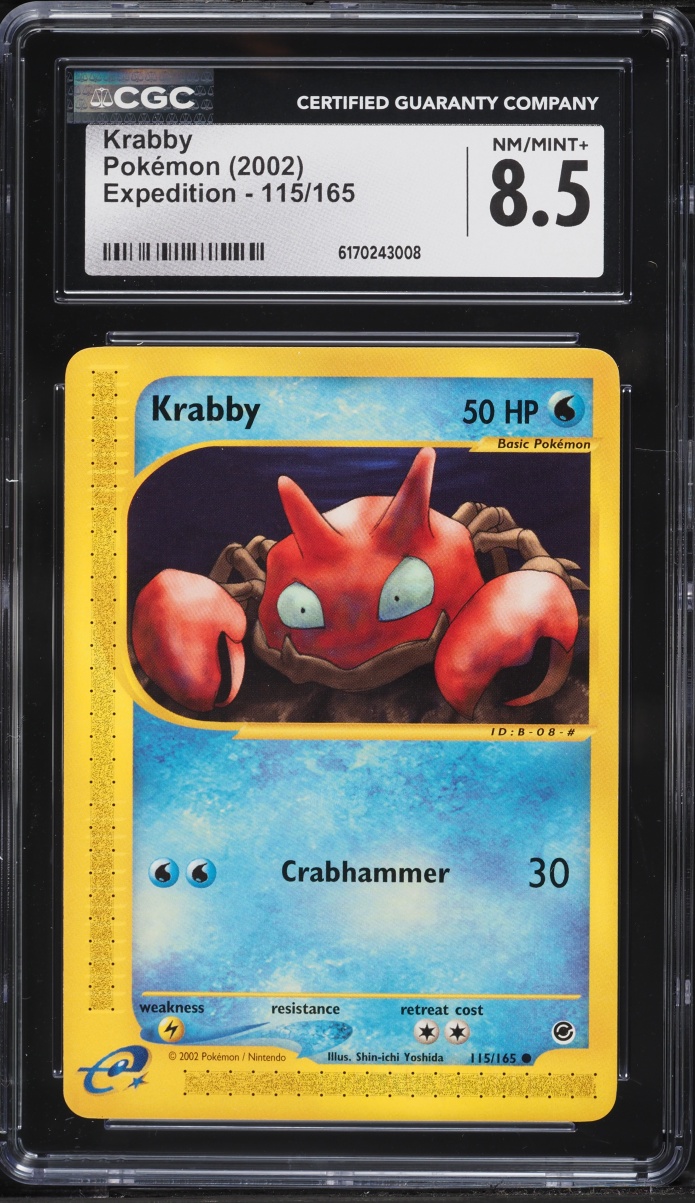 2002 Pokemon Expedition Krabby #115 CGC 8.5 NM-MT+