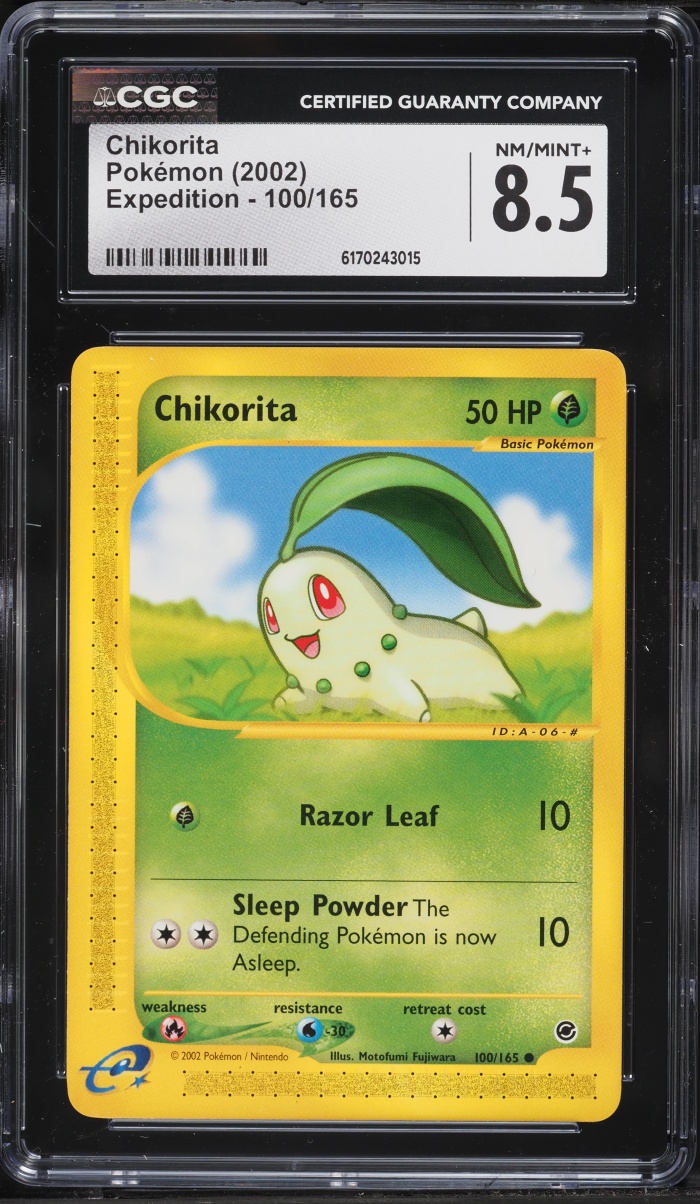 2002 Pokemon Expedition Chikorita #100 CGC 8.5 NM-MT+
