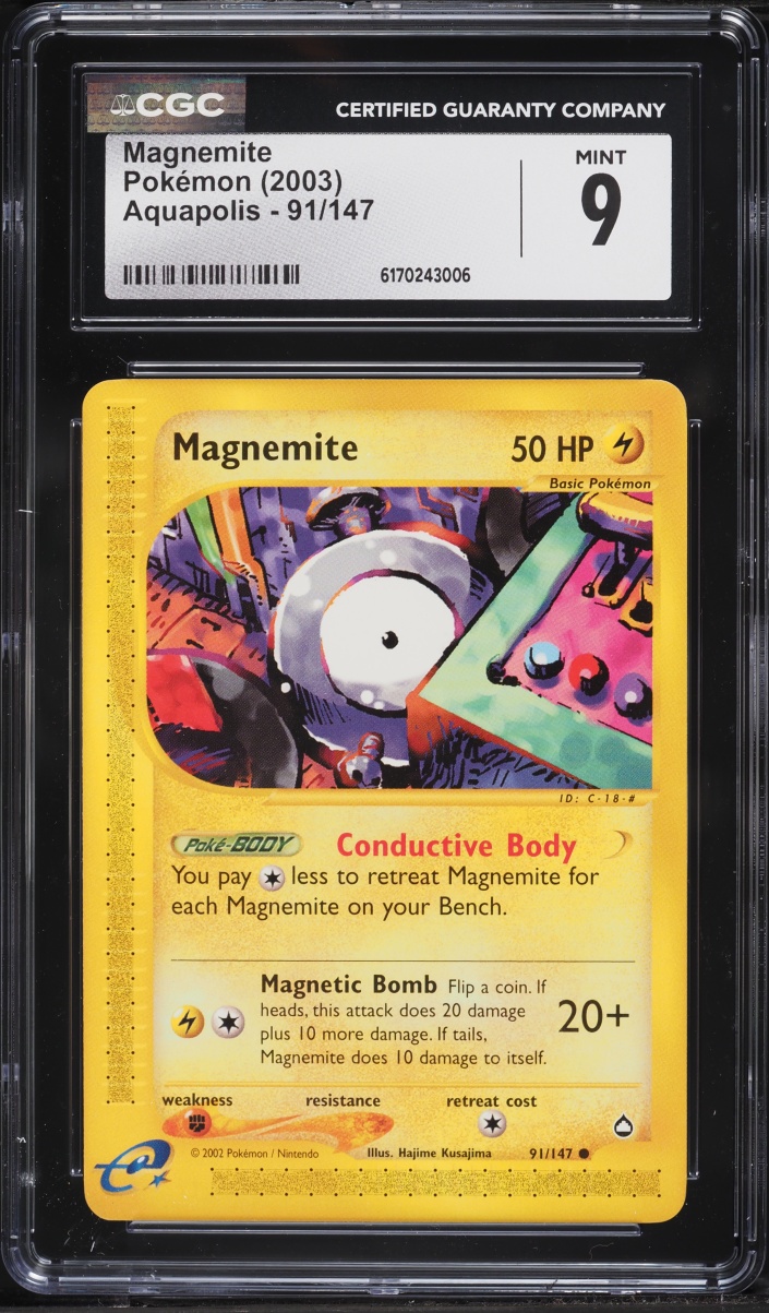 2003 Pokemon Aquapolis Magnemite #91 CGC 9 MINT