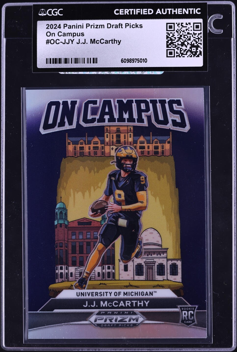 2024 Panini Prizm Draft Picks On Campus J.J. McCarthy ROOKIE #OC-JJY CGC AUTH