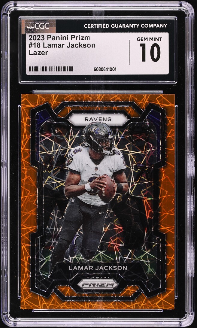 2023 Panini Prizm Lazer Lamar Jackson #18 CGC 10 GEM MINT