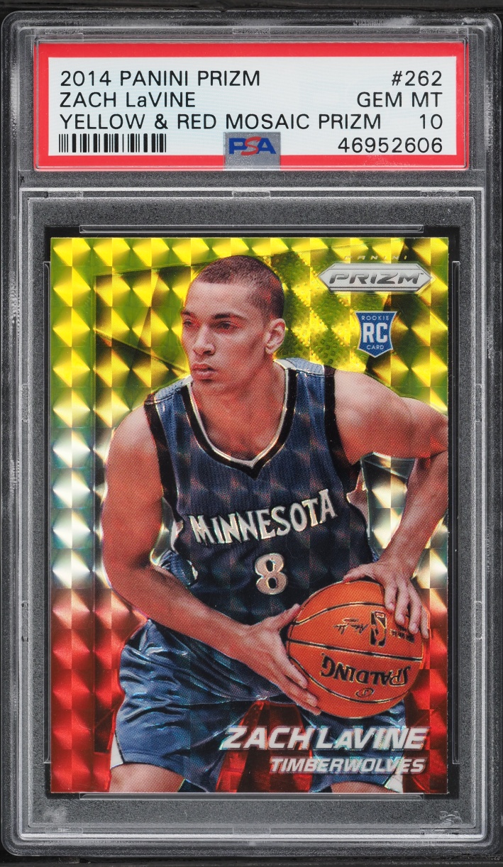 2014 Panini Prizm Yellow & Red Mosaic Zach Lavine ROOKIE #262 PSA 10 GEM MINT