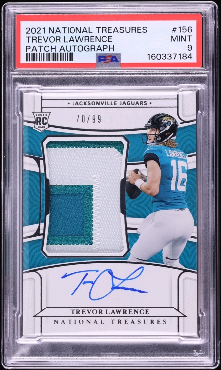 2021 National Treasures Trevor Lawrence ROOKIE PATCH AUTO /99 #156 PSA 9 MINT