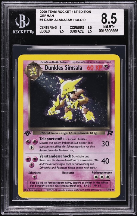 2000 Pokemon Team Rocket 1st Edition Holo Dark Alakazam #1 BGS 9.5