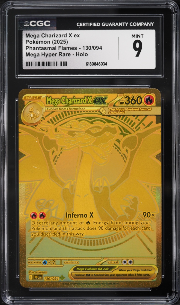 2025 Pokemon Mega Evolution Phantasmal Flames MHR Mega Charizard X EX #130 CGC 9 MINT