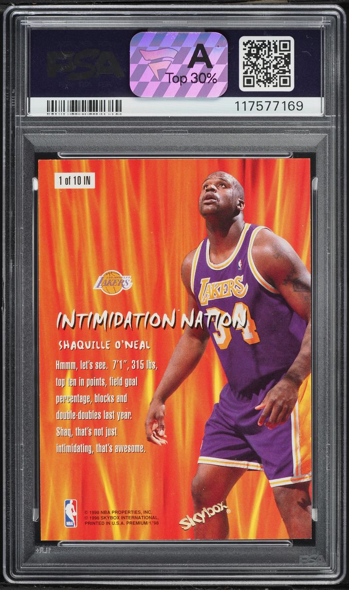 1998 SkyBox Premium Intimidation Nation Shaquille O'Neal #1 PSA 9 MINT - Photo 2