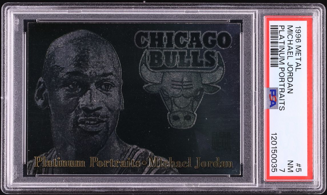 1996 Metal Platinum Portraits Michael Jordan #5 PSA 7 NRMT - Photo 1