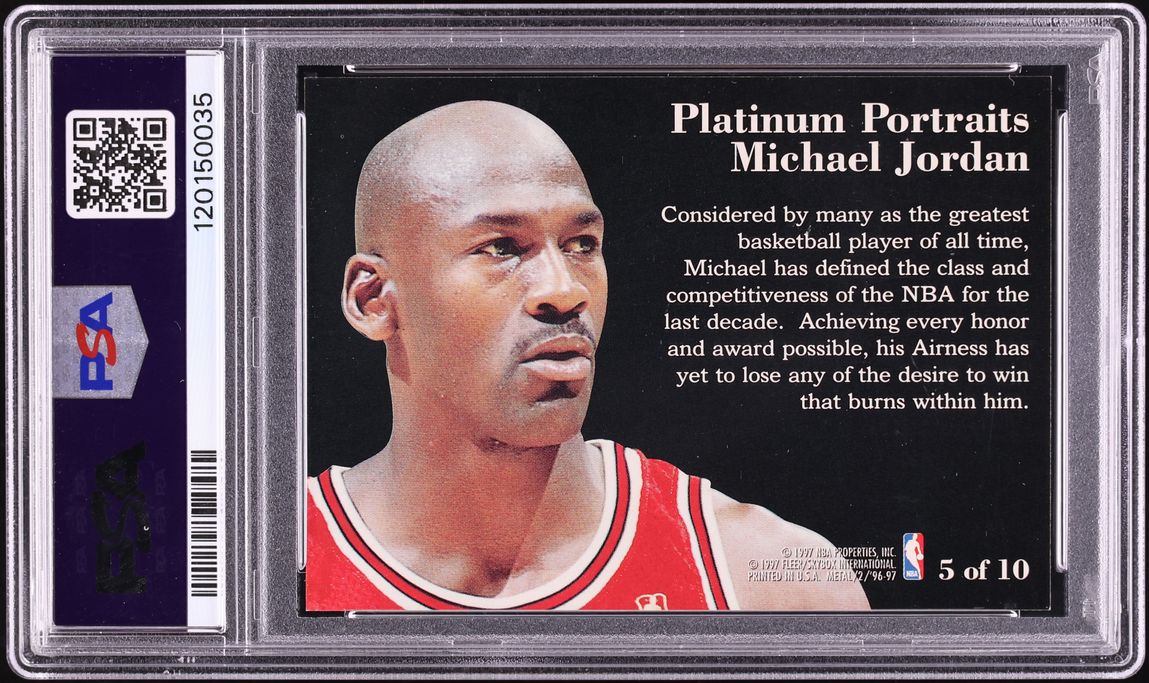 1996 Metal Platinum Portraits Michael Jordan #5 PSA 7 NRMT - Photo 2