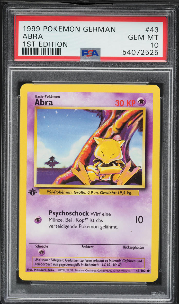 1999 Pokemon German Base Set 1st Edition Abra #43 PSA 10 GEM MINT