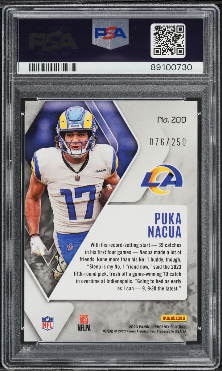 2023 Panini Phoenix Red Puka Nacua ROOKIE /250 #200 PSA 10 GEM MINT