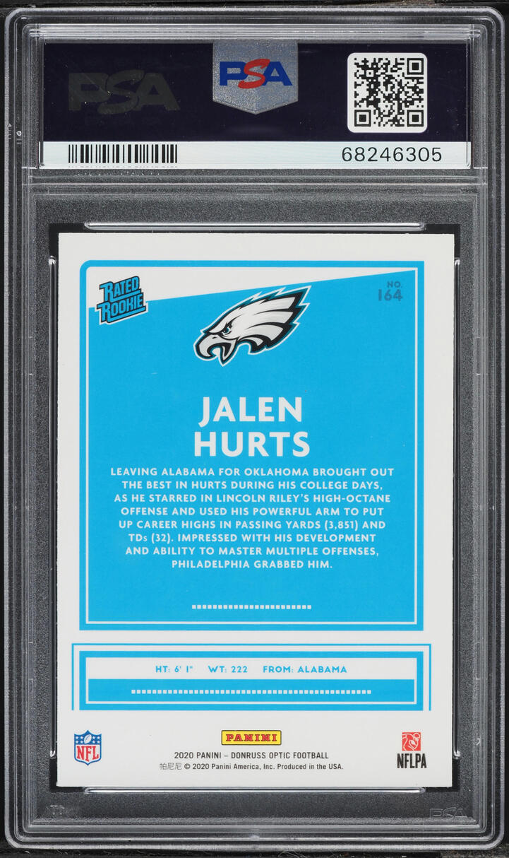 2020 Donruss Optic Jalen Hurts ROOKIE #164 PSA 10 GEM MINT