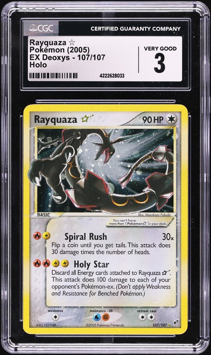 2005 Pokemon EX Emerald Reverse Holo Rayquaza #9 CGC 7.5 NRMT+ on