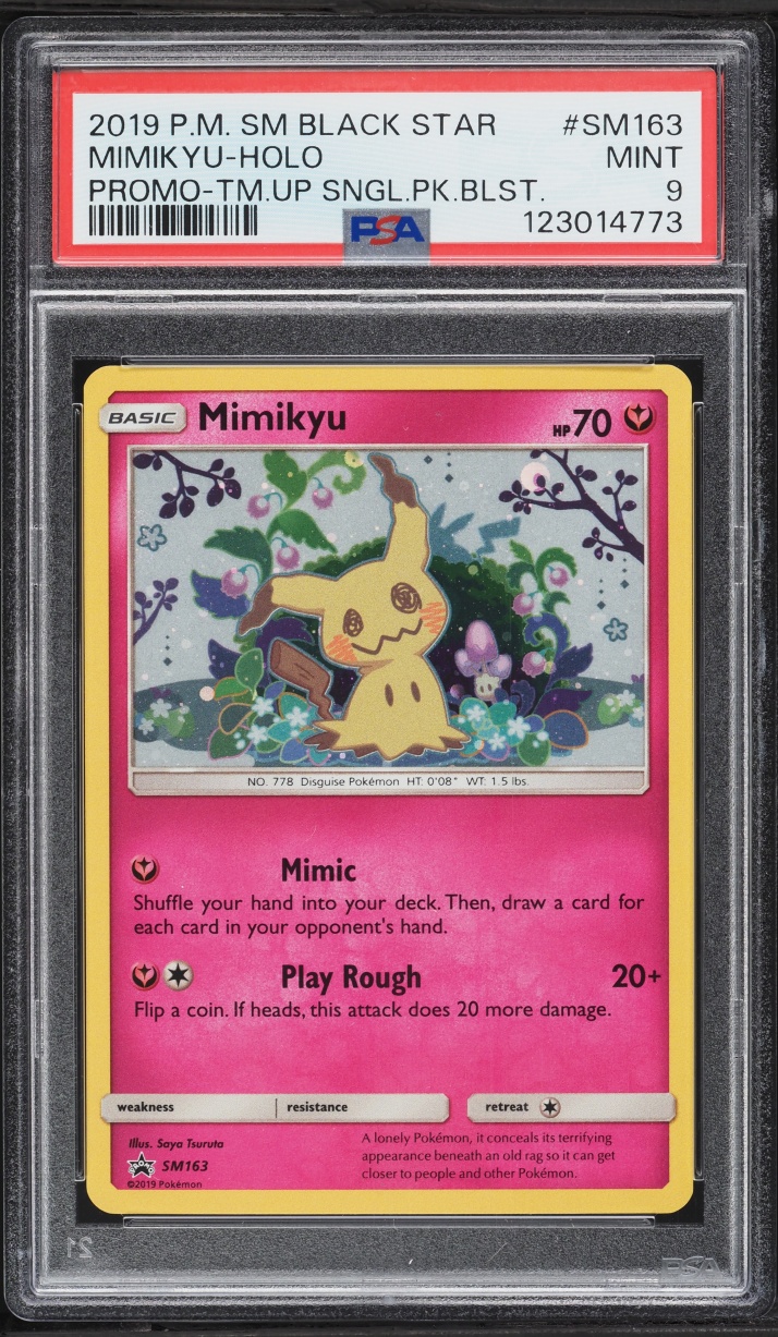 2019 Pokemon Sun & Moon Black Star Promo Team Up Holo Mimikyu #SM163 PSA 9 MINT