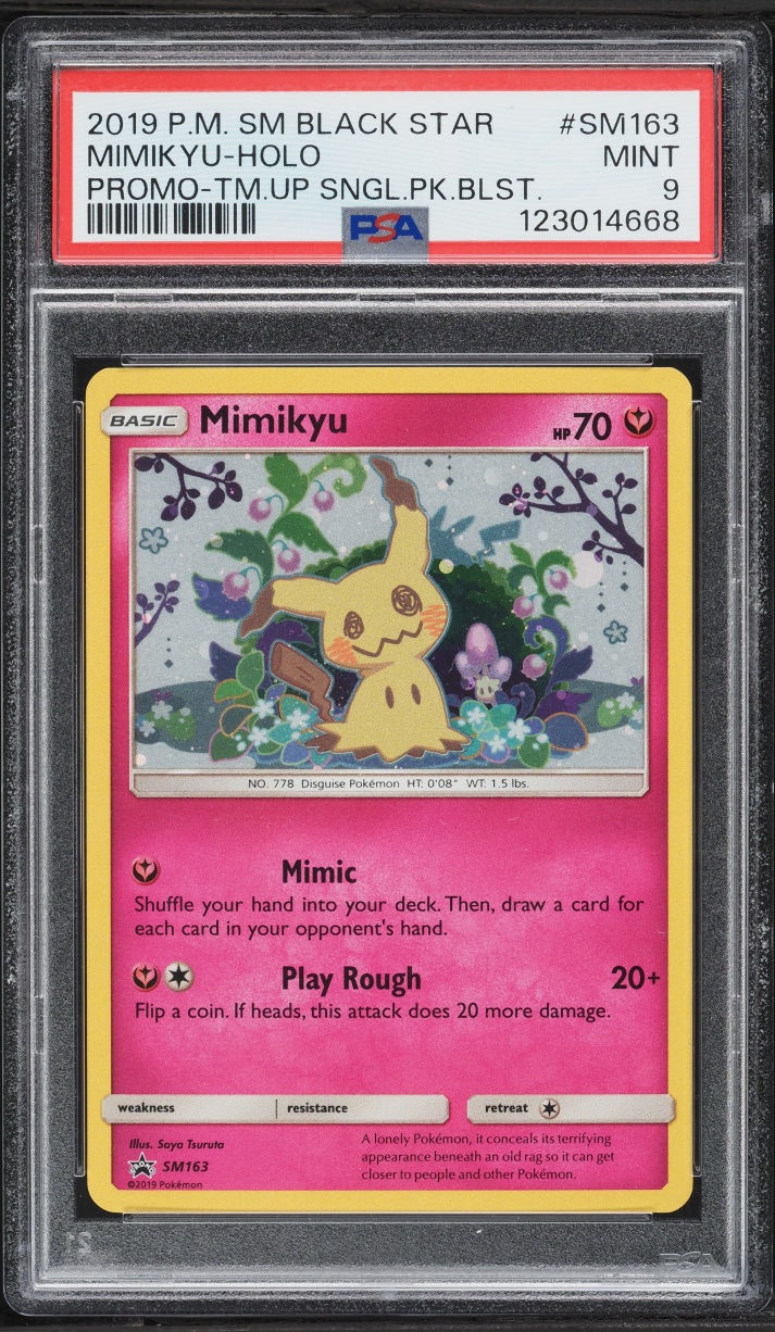 2019 Pokemon Sun & Moon Black Star Promo Team Up Holo Mimikyu #SM163 PSA 9 MINT