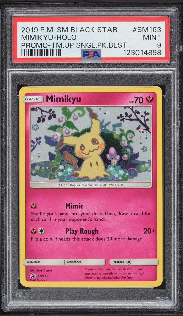 2019 Pokemon Sun & Moon Black Star Promo Team Up Holo Mimikyu #SM163 PSA 9 MINT